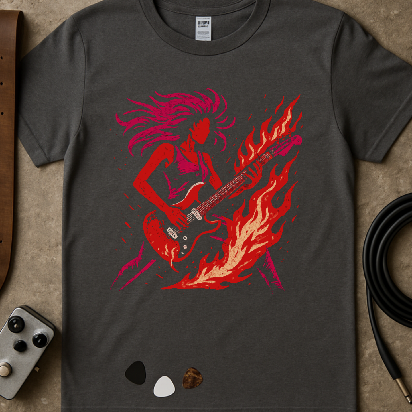 Flaming Guitar Femme T-Shirt