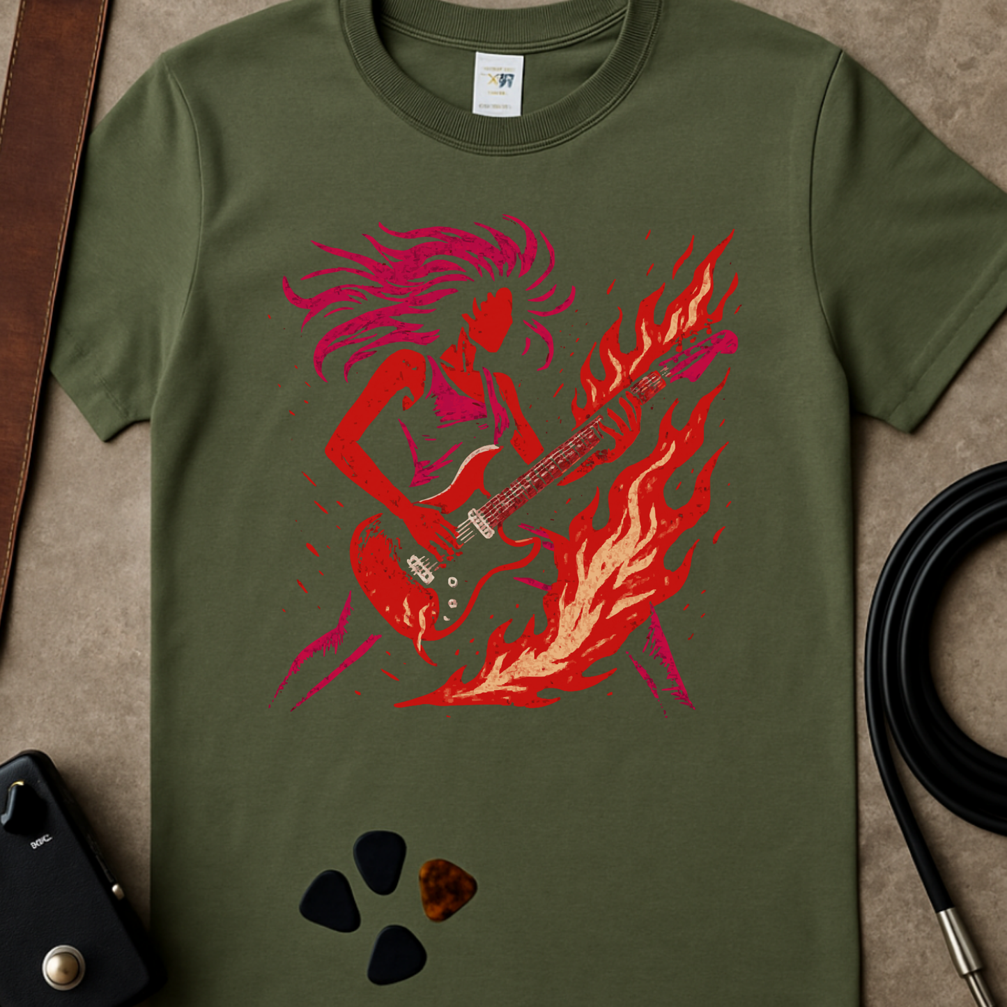 Flaming Guitar Femme T-Shirt