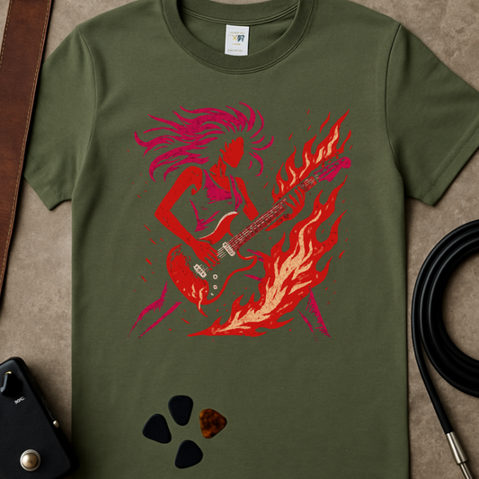 Flaming Guitar Femme T-Shirt