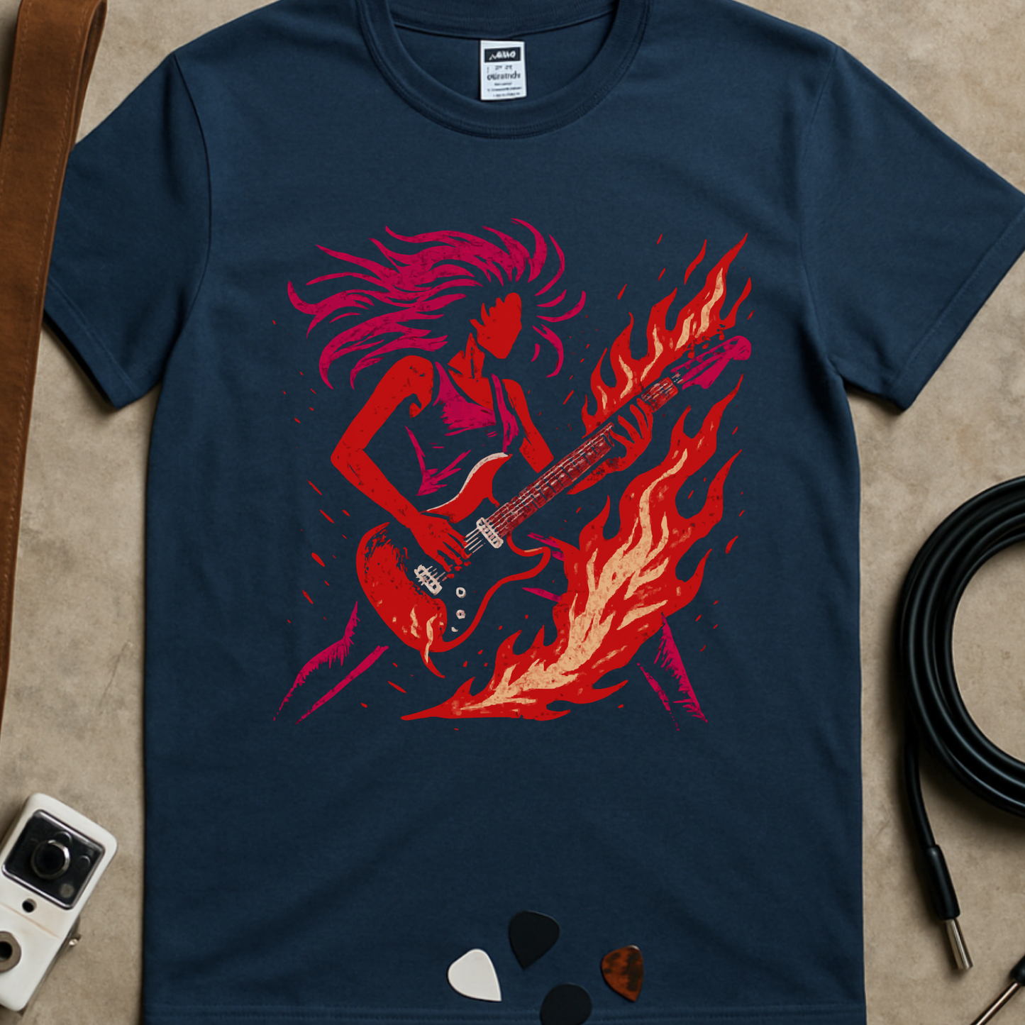 Flaming Guitar Femme T-Shirt