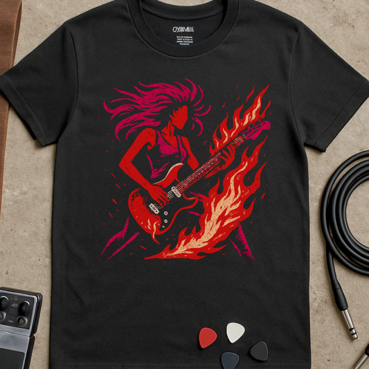 Flaming Guitar Femme T-Shirt