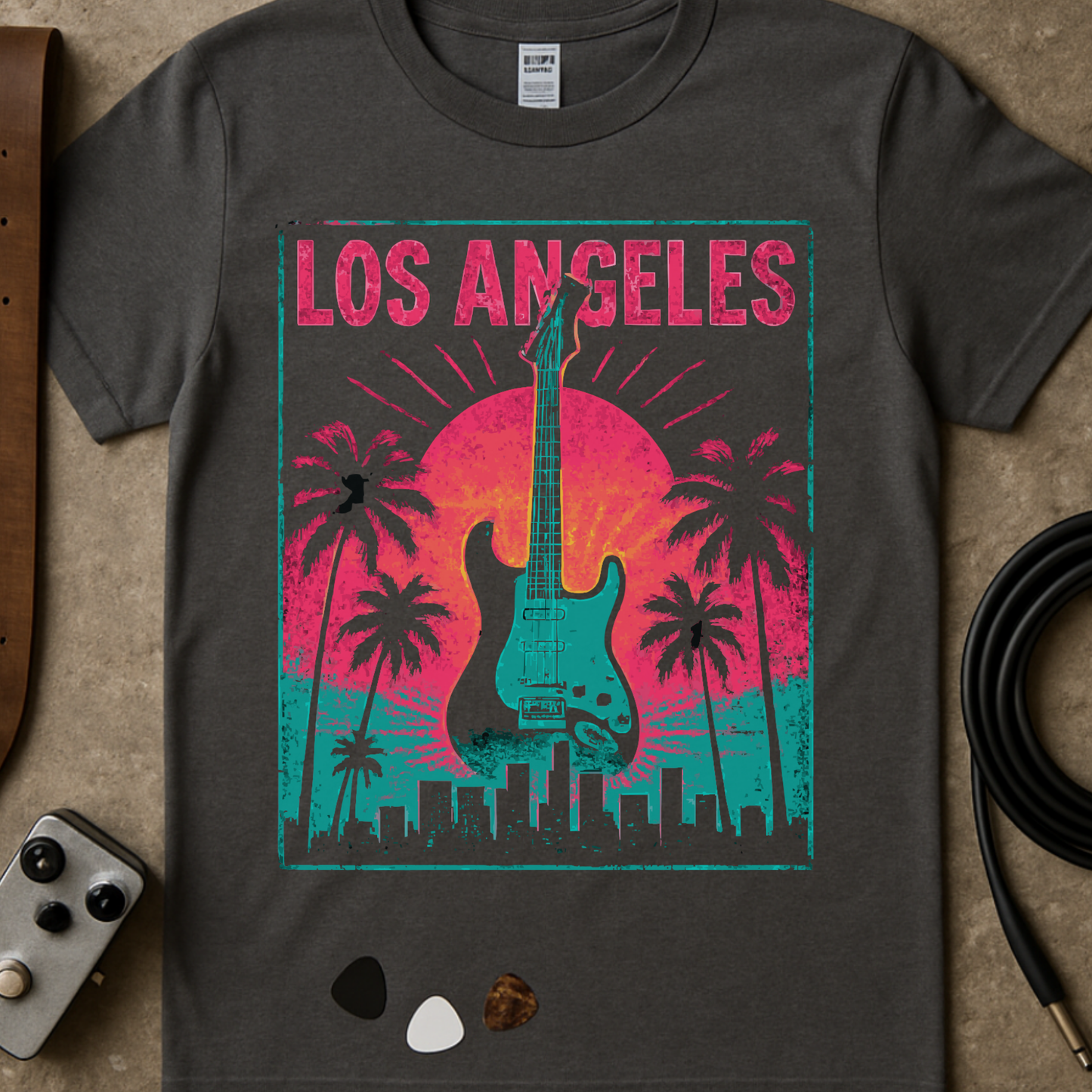 LA Skyline Guitar T-Shirt