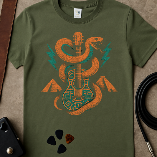 Mayan Guitar Snake T-Shirt