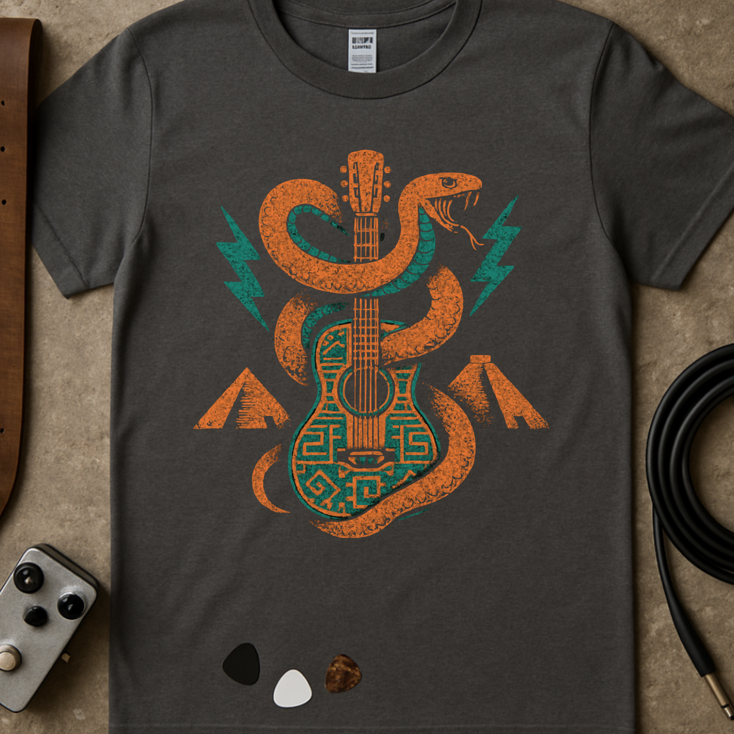 Mayan Guitar Snake T-Shirt