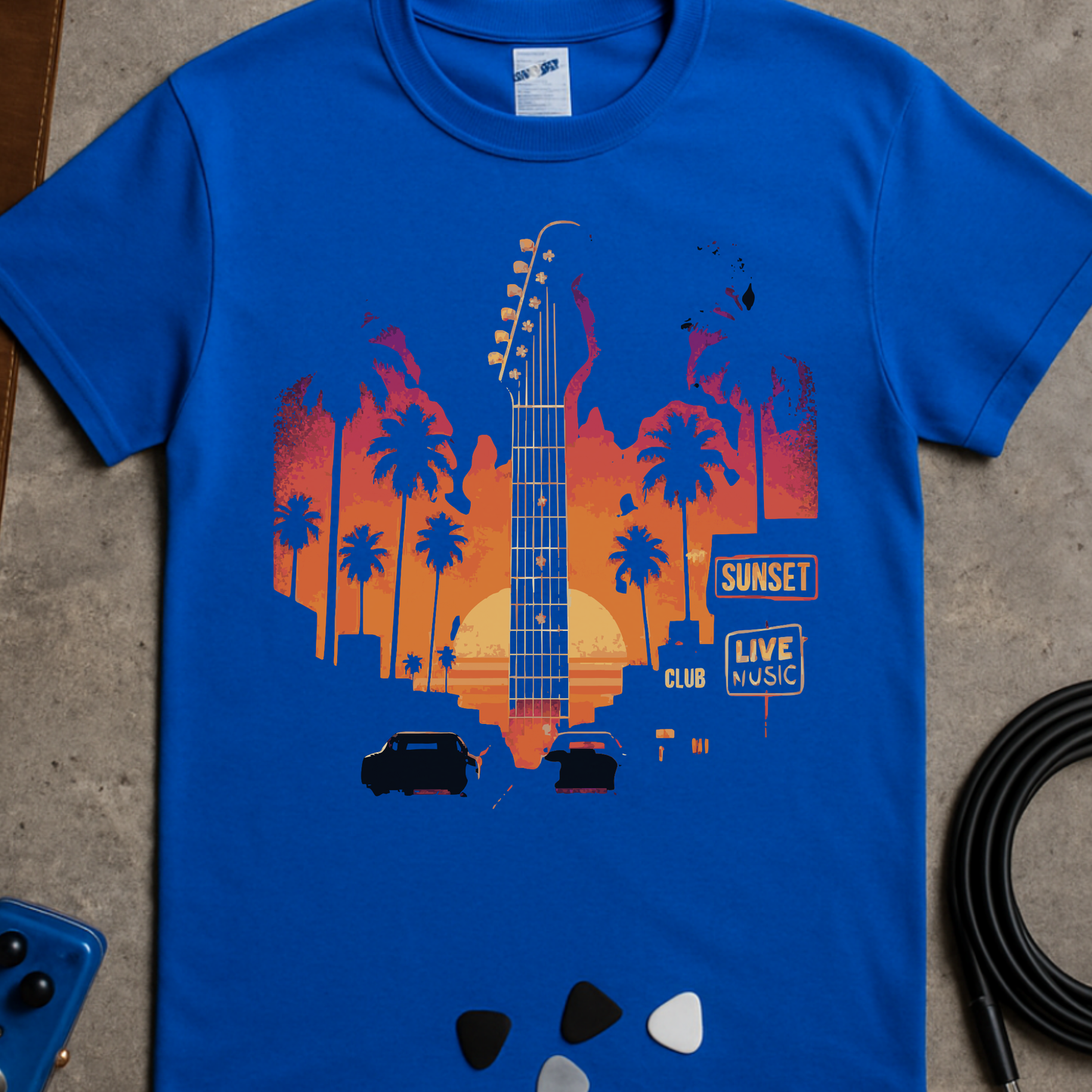 Sunset Headstock T-Shirt