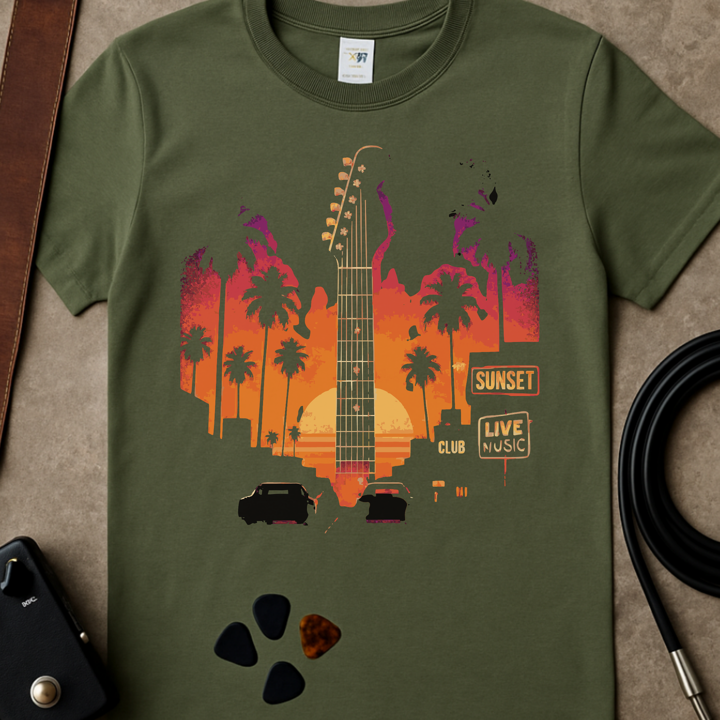 Sunset Headstock T-Shirt