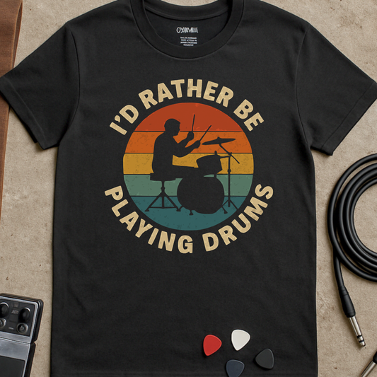 Rather Be Playing Drums Badge T-Shirt