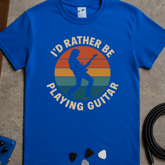 Rather Be Playing Guitar Badge T-Shirt
