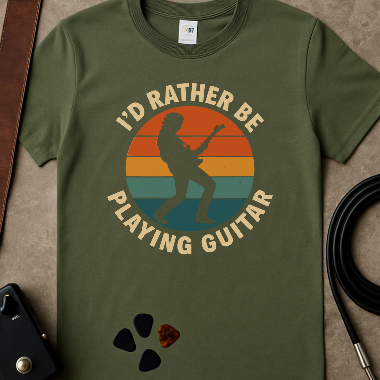 Rather Be Playing Guitar Badge T-Shirt