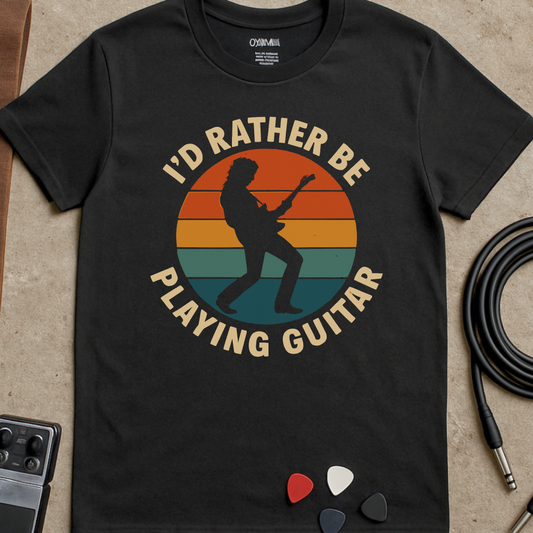 Rather Be Playing Guitar Badge T-Shirt