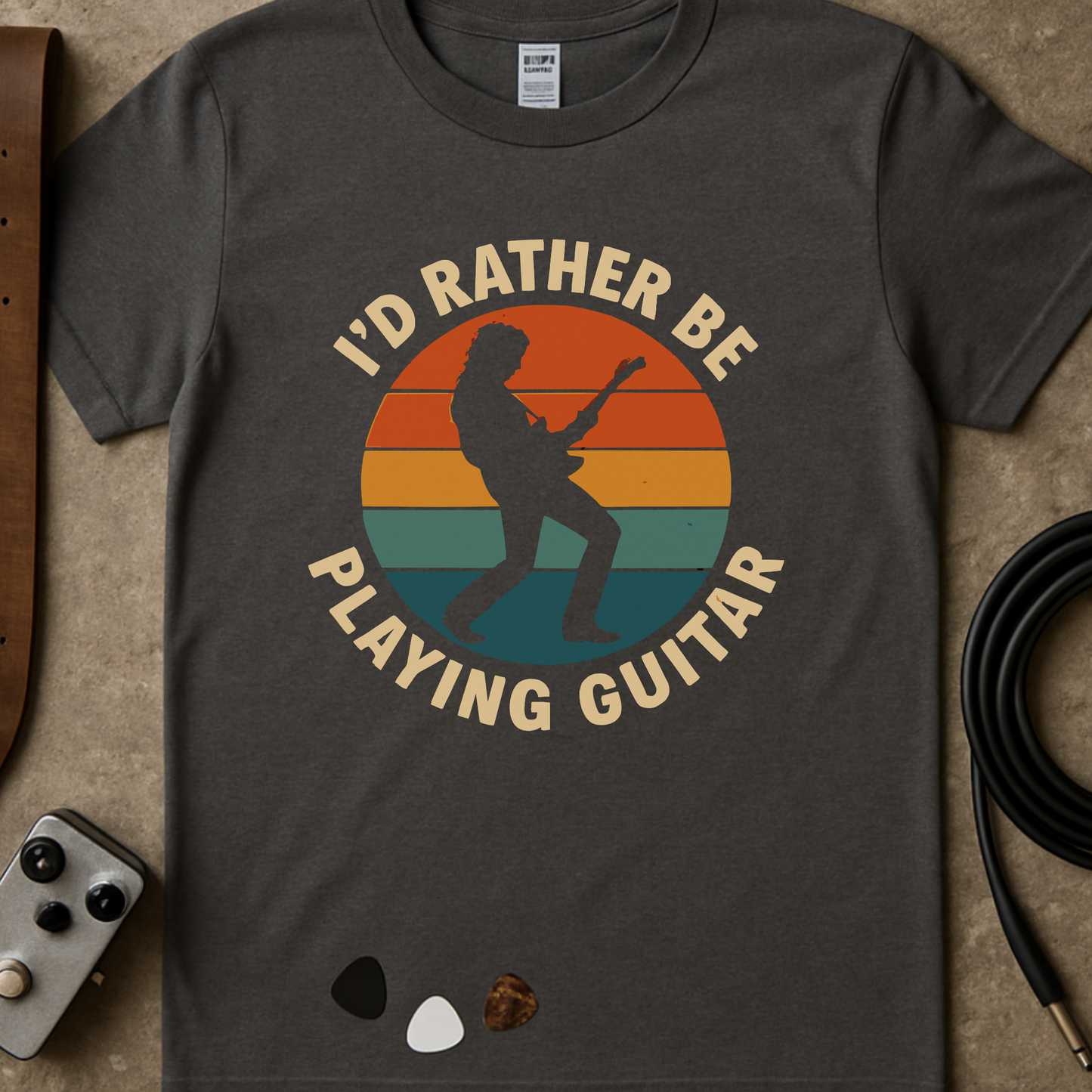 Rather Be Playing Guitar Badge T-Shirt