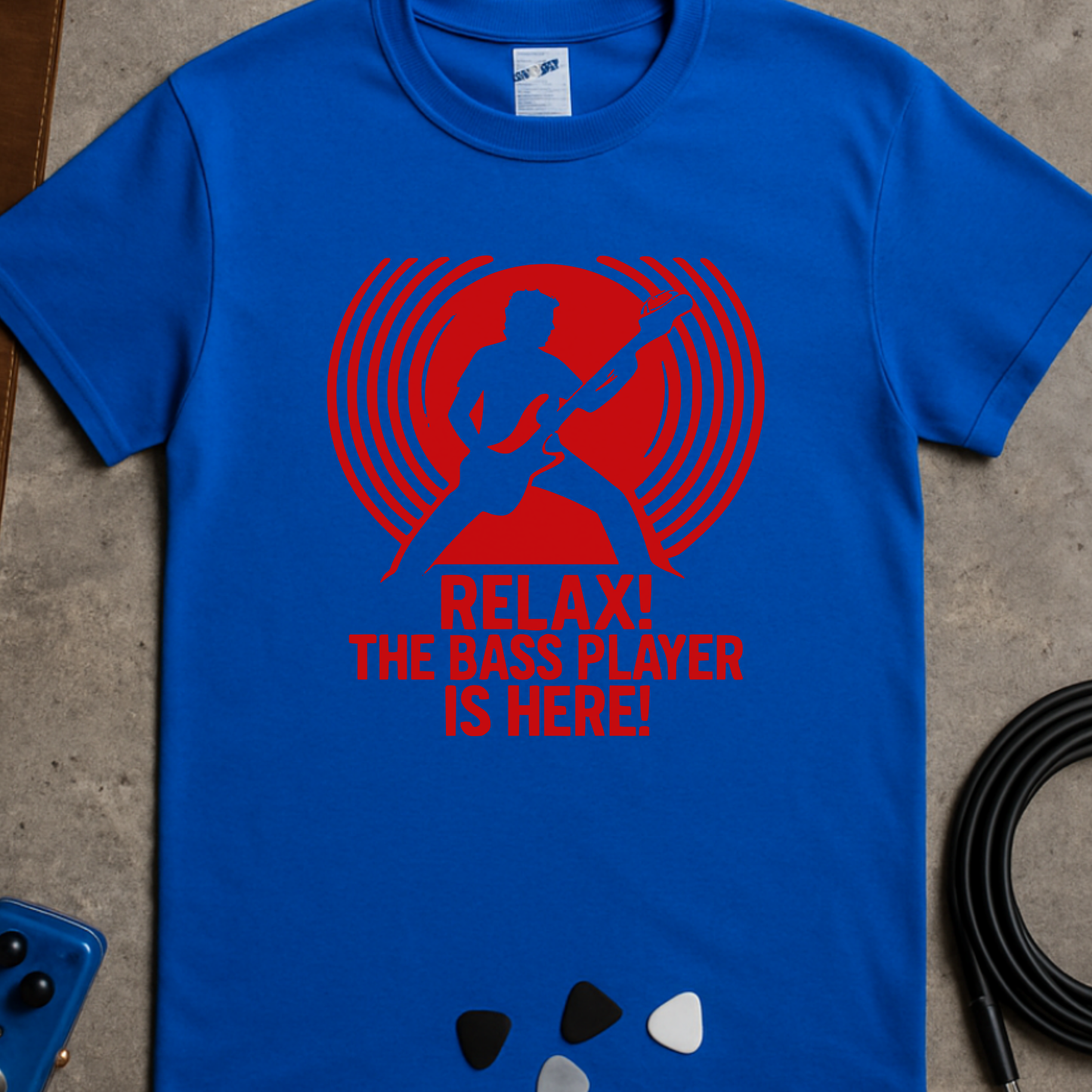 Relax! Bass Player Red T-Shirt