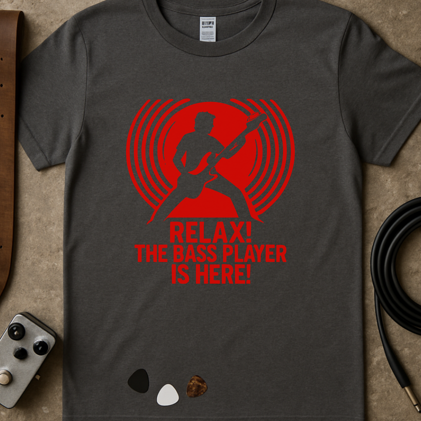Relax! Bass Player Red T-Shirt