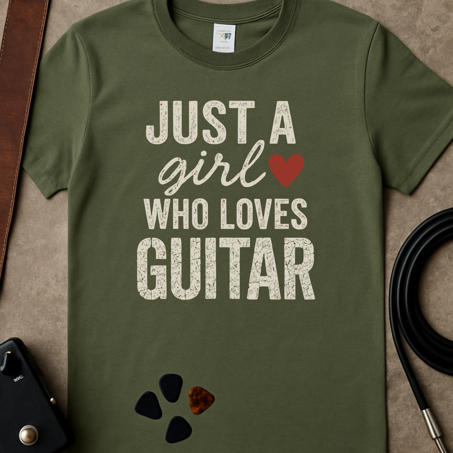 Just A Girl Who Loves Guitar (Grunge) T-Shirt