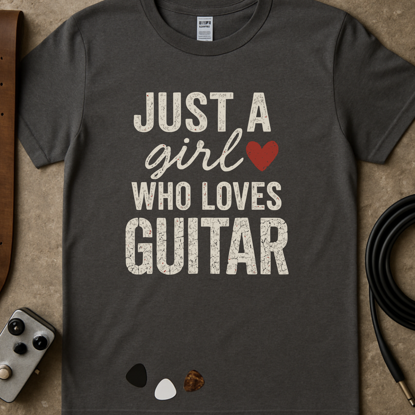 Just A Girl Who Loves Guitar (Grunge) T-Shirt